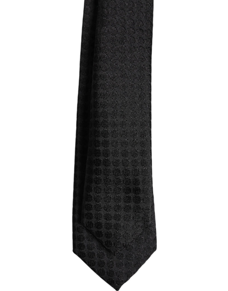 Black Circles Silk Adjustable Necktie Tie Dolce & Gabbana