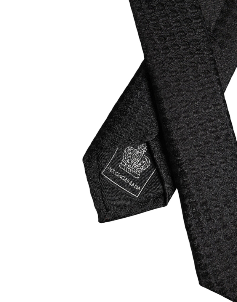 Black Circles Silk Adjustable Necktie Tie Dolce & Gabbana