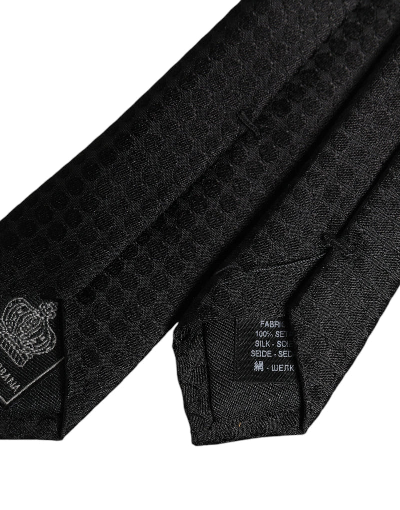 Black Circles Silk Adjustable Necktie Tie Dolce & Gabbana