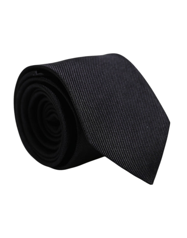 Black Solid Silk Adjustable Necktie Tie Dolce & Gabbana