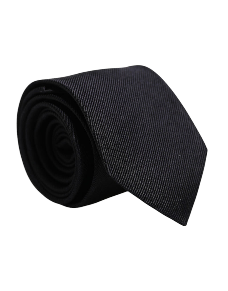 Black Solid Silk Adjustable Necktie Tie Dolce & Gabbana