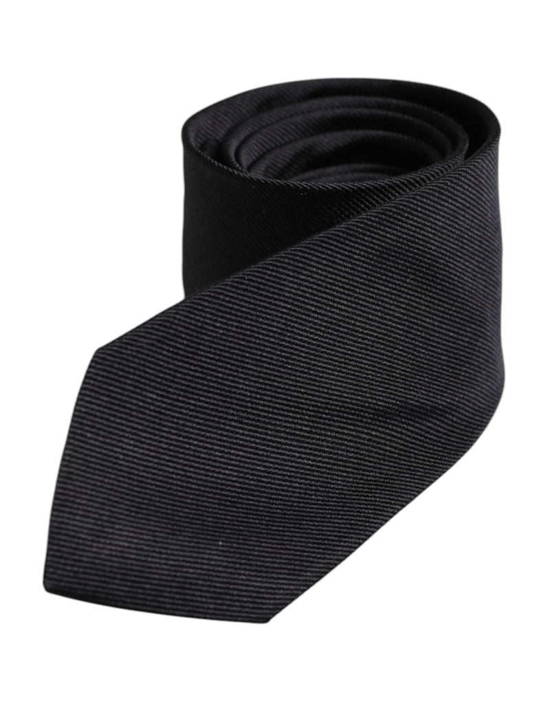Black Solid Silk Adjustable Necktie Tie Dolce & Gabbana