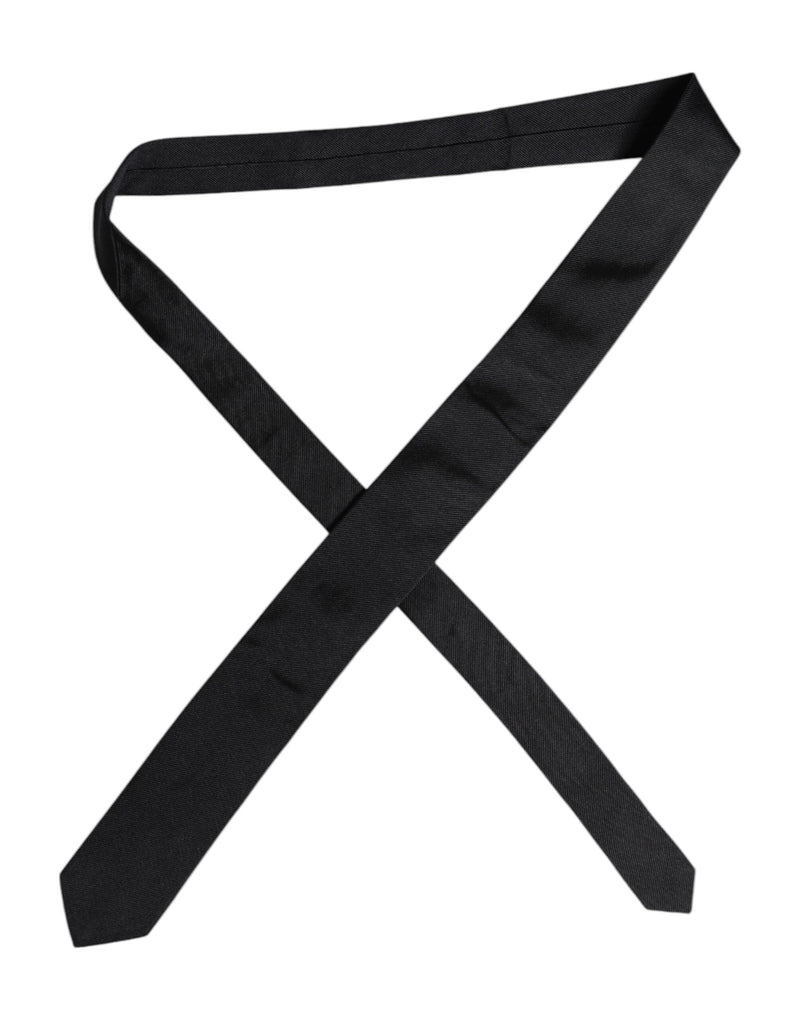Black Solid Silk Adjustable Necktie Tie Dolce & Gabbana