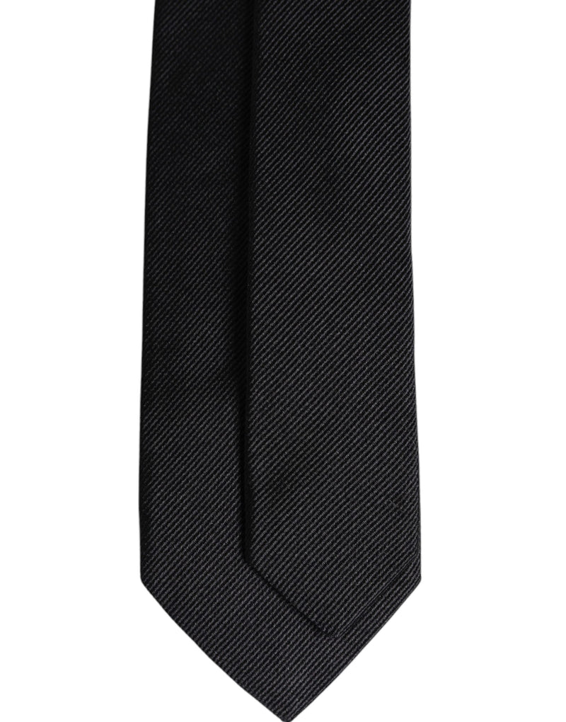 Black Solid Silk Adjustable Necktie Tie Dolce & Gabbana