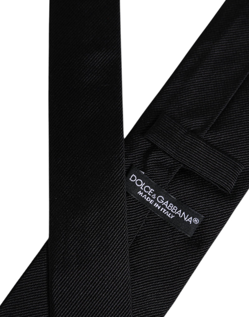 Black Solid Silk Adjustable Necktie Tie Dolce & Gabbana