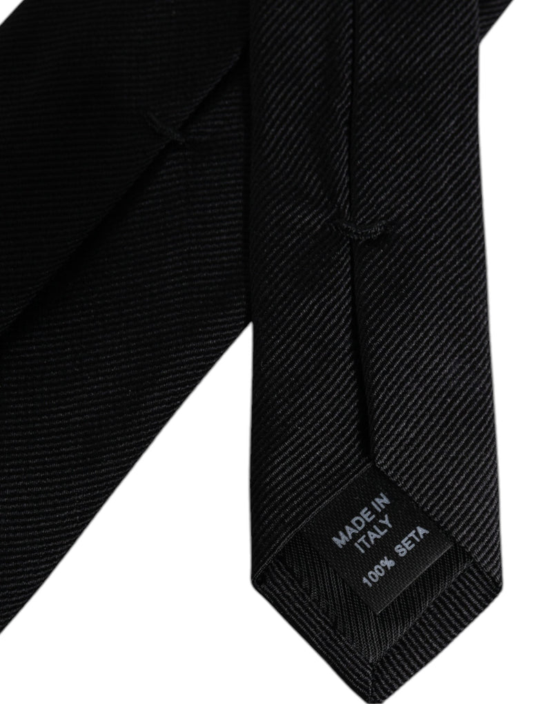 Black Solid Silk Adjustable Necktie Tie Dolce & Gabbana