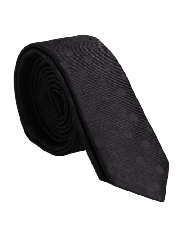Black Circles Silk Adjustable Necktie Tie Dolce & Gabbana