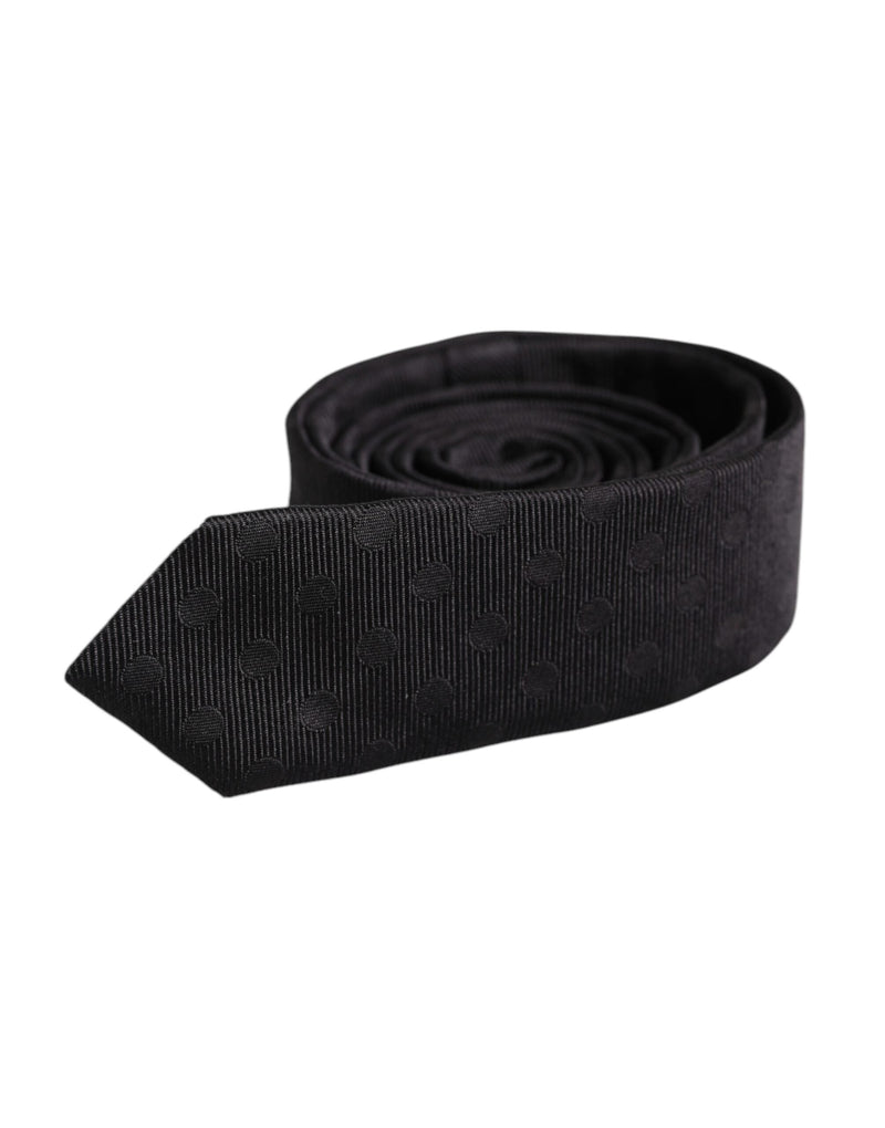 Black Circles Silk Adjustable Necktie Tie Dolce & Gabbana