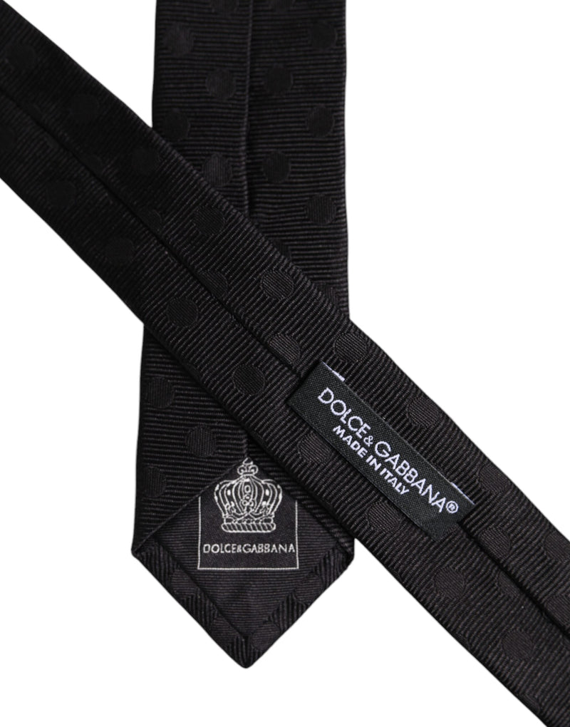 Black Circles Silk Adjustable Necktie Tie Dolce & Gabbana