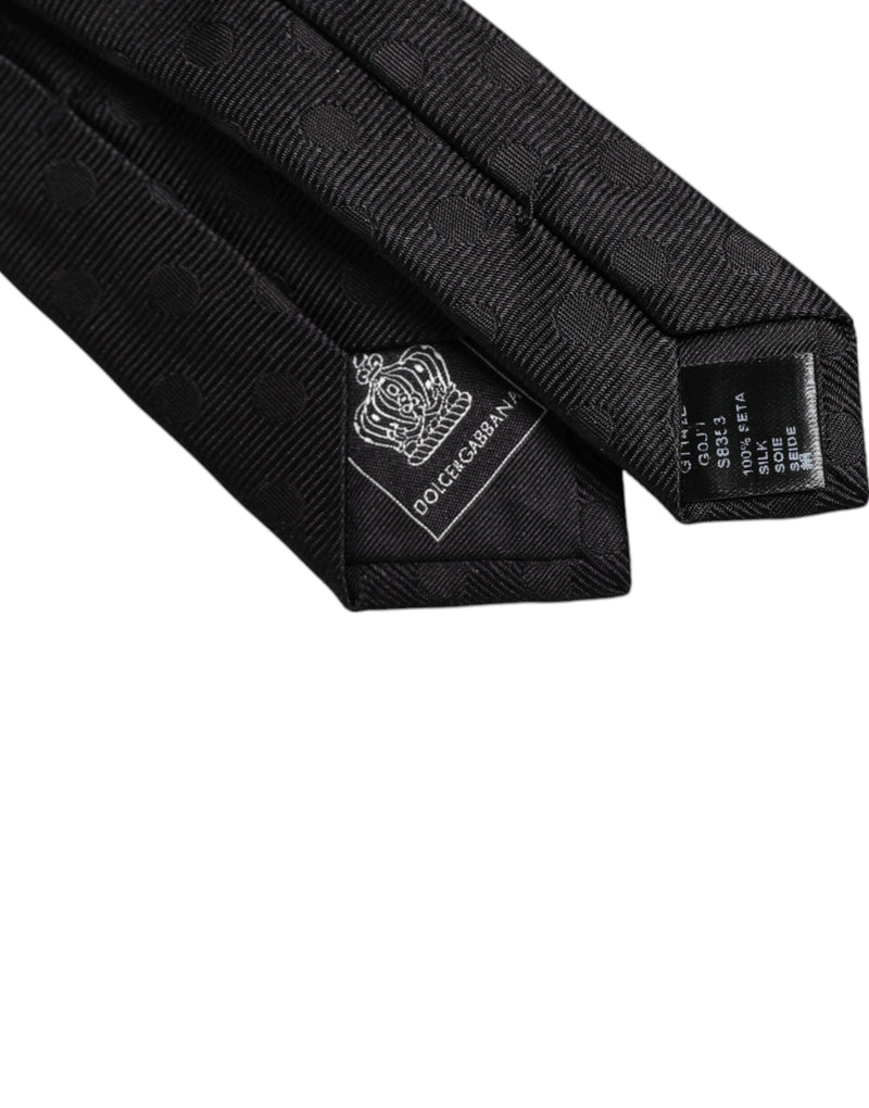 Black Circles Silk Adjustable Necktie Tie Dolce & Gabbana
