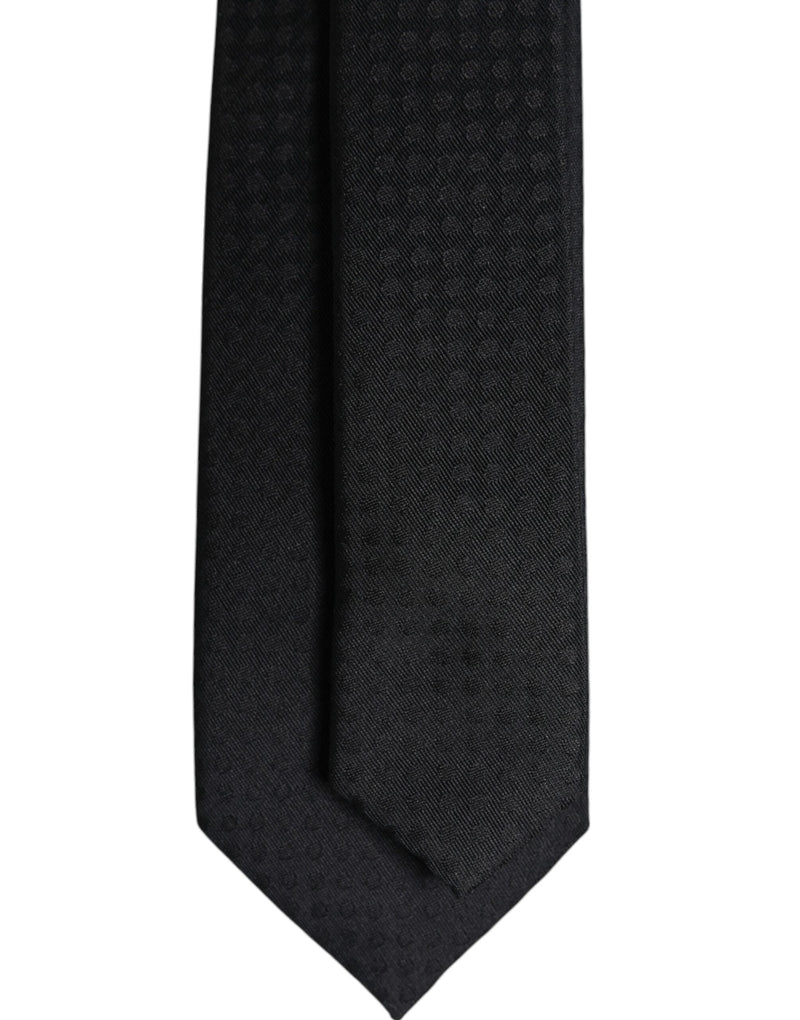 Black Circles Silk Adjustable Necktie Tie Dolce & Gabbana
