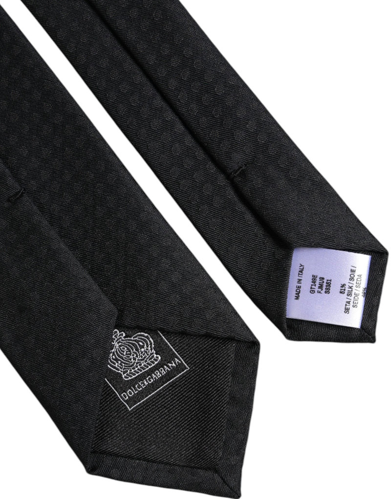 Black Circles Silk Adjustable Necktie Tie Dolce & Gabbana
