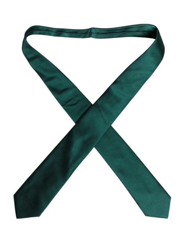 Green Solid Cotton Adjustable Necktie Tie Dolce & Gabbana