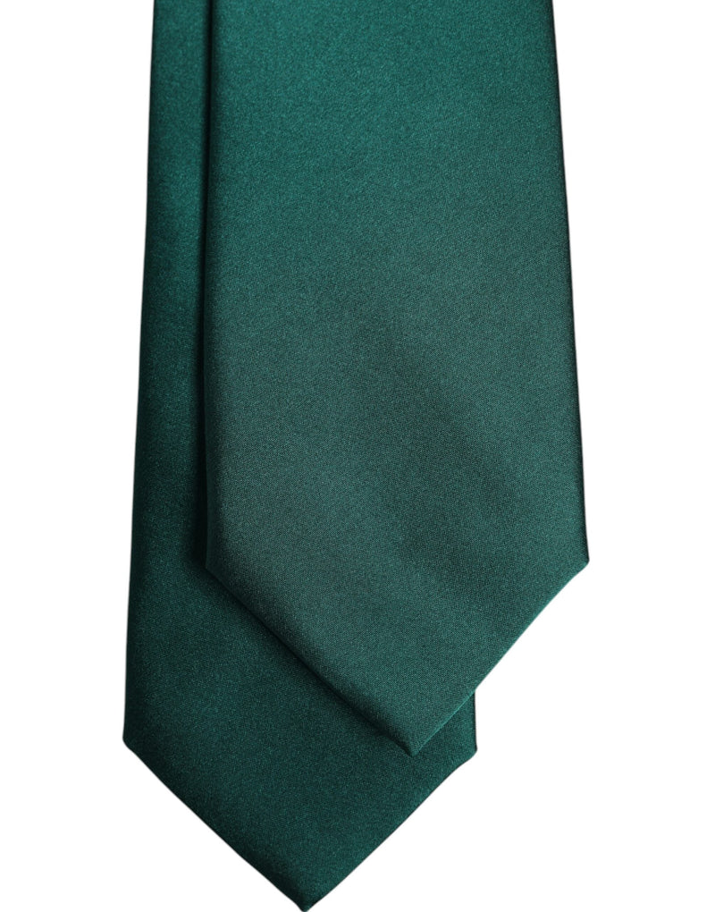 Green Solid Cotton Adjustable Necktie Tie Dolce & Gabbana