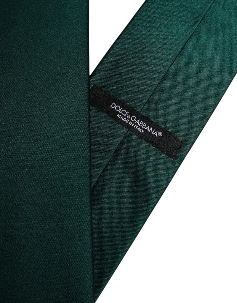Green Solid Cotton Adjustable Necktie Tie Dolce & Gabbana