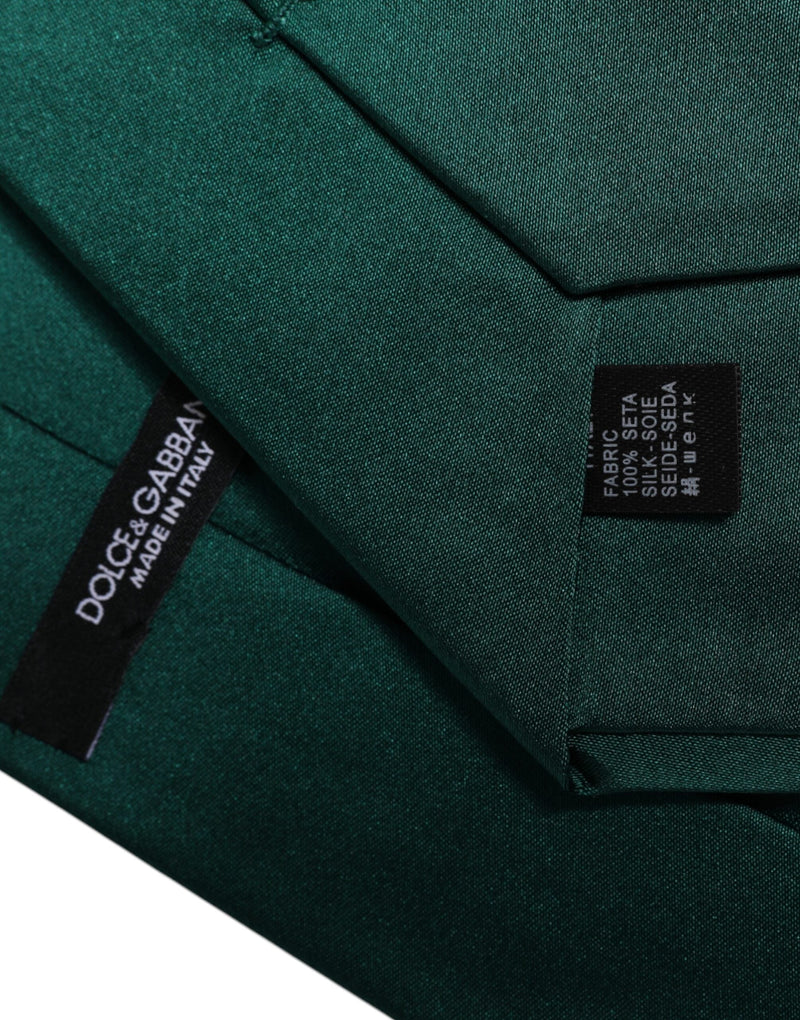 Green Solid Cotton Adjustable Necktie Tie Dolce & Gabbana