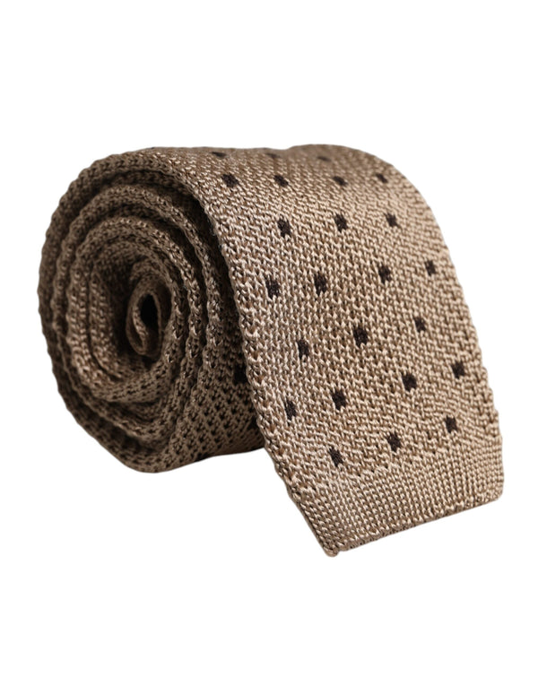 Beige Polka Dot Silk Adjustable Necktie Tie Dolce & Gabbana
