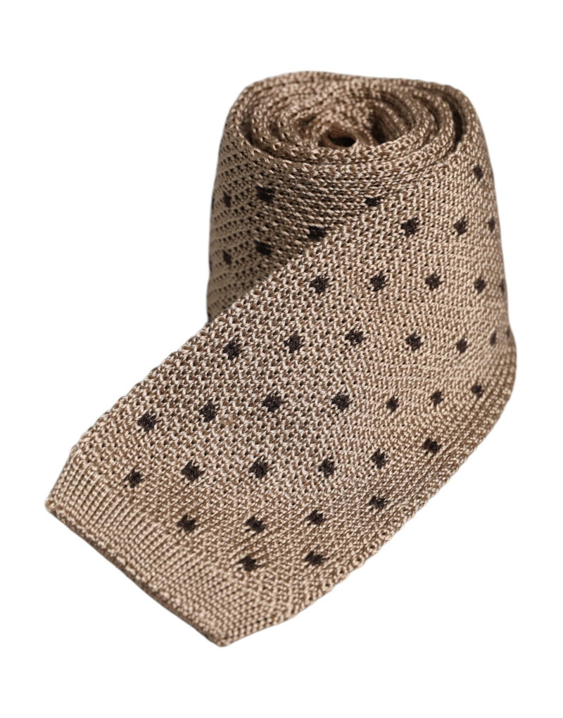 Beige Polka Dot Silk Adjustable Necktie Tie Dolce & Gabbana