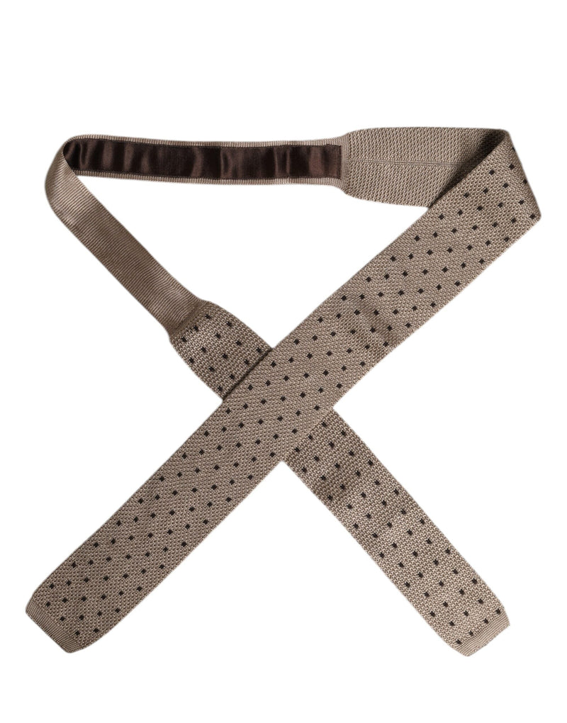 Beige Polka Dot Silk Adjustable Necktie Tie Dolce & Gabbana