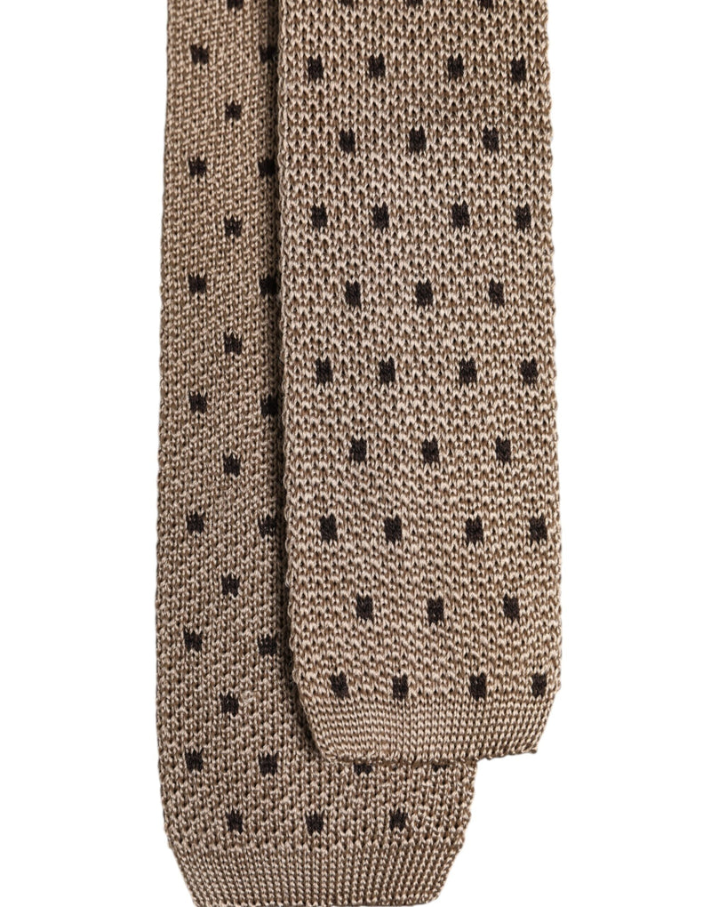 Beige Polka Dot Silk Adjustable Necktie Tie Dolce & Gabbana