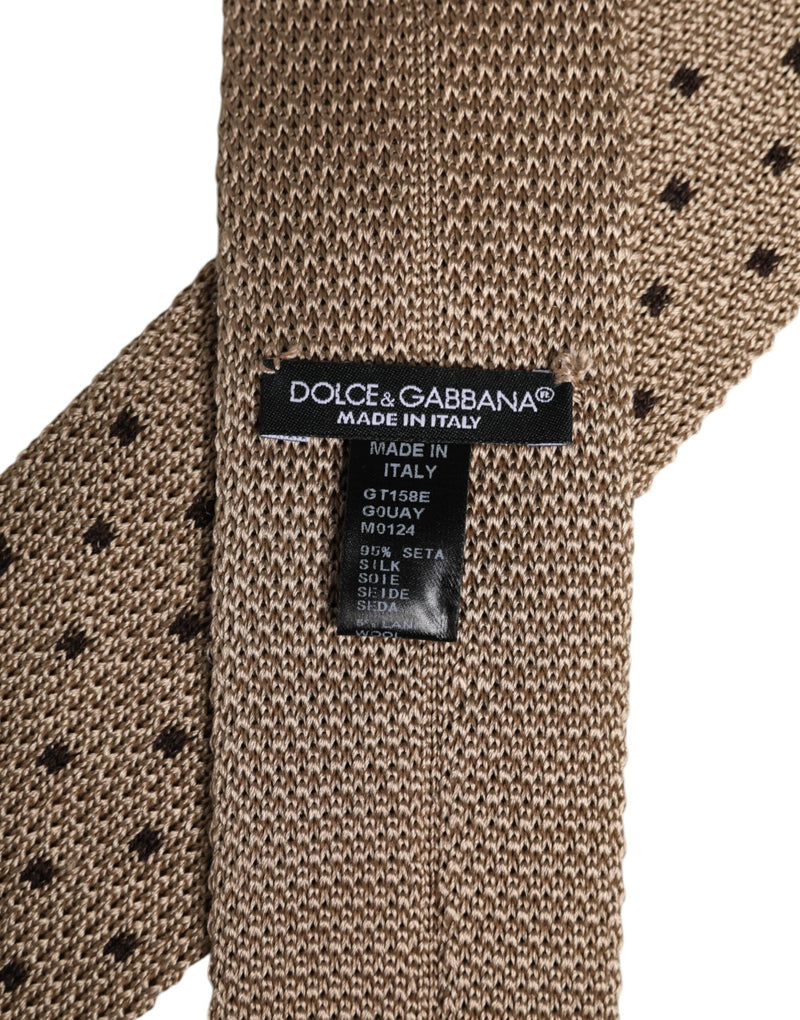 Beige Polka Dot Silk Adjustable Necktie Tie Dolce & Gabbana