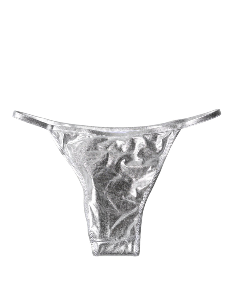 Silver Polyester Beachwear Bikini Bottom Swimwear Dolce & Gabbana