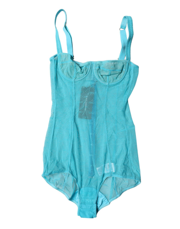 Blue Tulle Balconette Bra Bodysuit Underwear Dolce & Gabbana