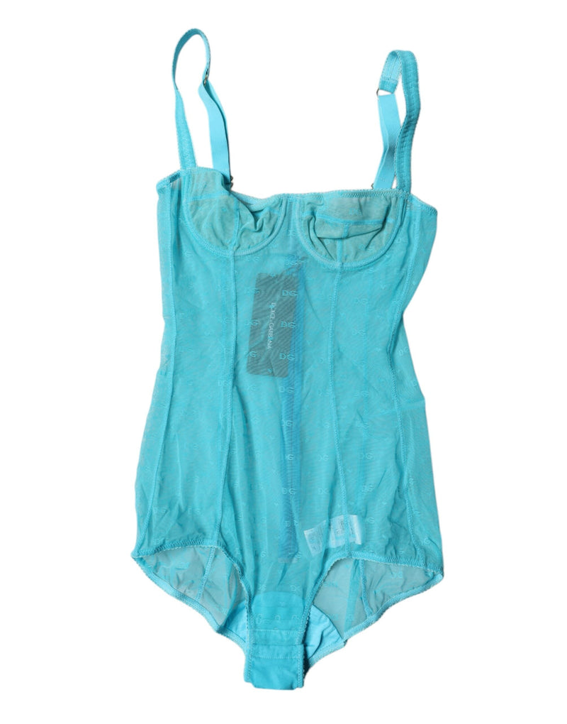 Blue Tulle Balconette Bra Bodysuit Underwear Dolce & Gabbana