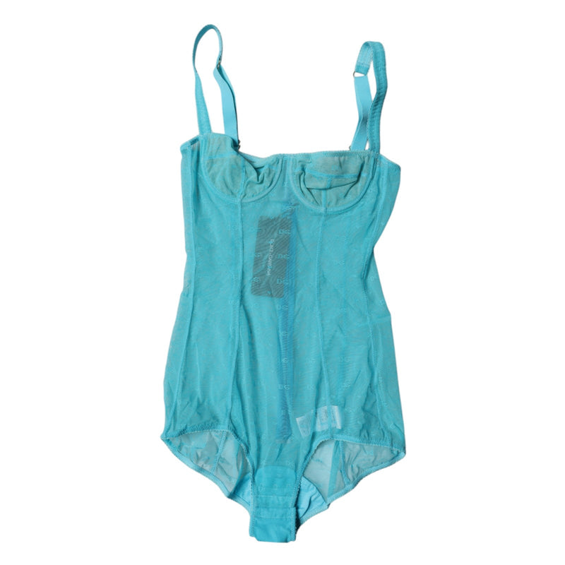 Blue Tulle Balconette Bra Bodysuit Underwear Dolce & Gabbana