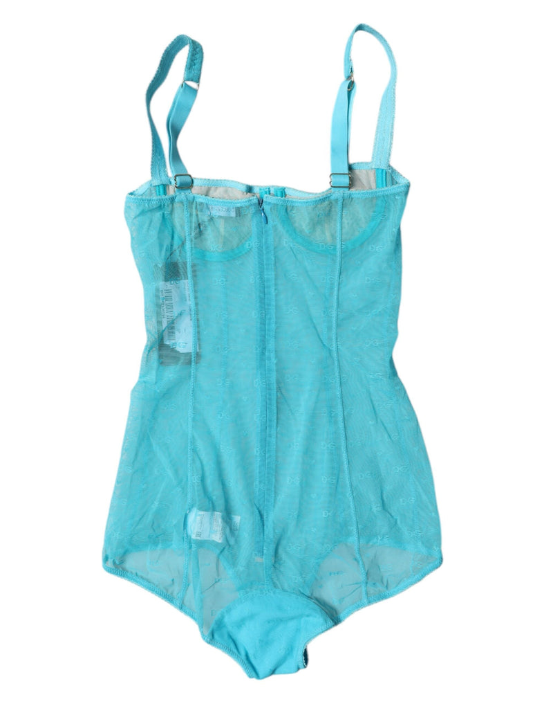 Blue Tulle Balconette Bra Bodysuit Underwear Dolce & Gabbana