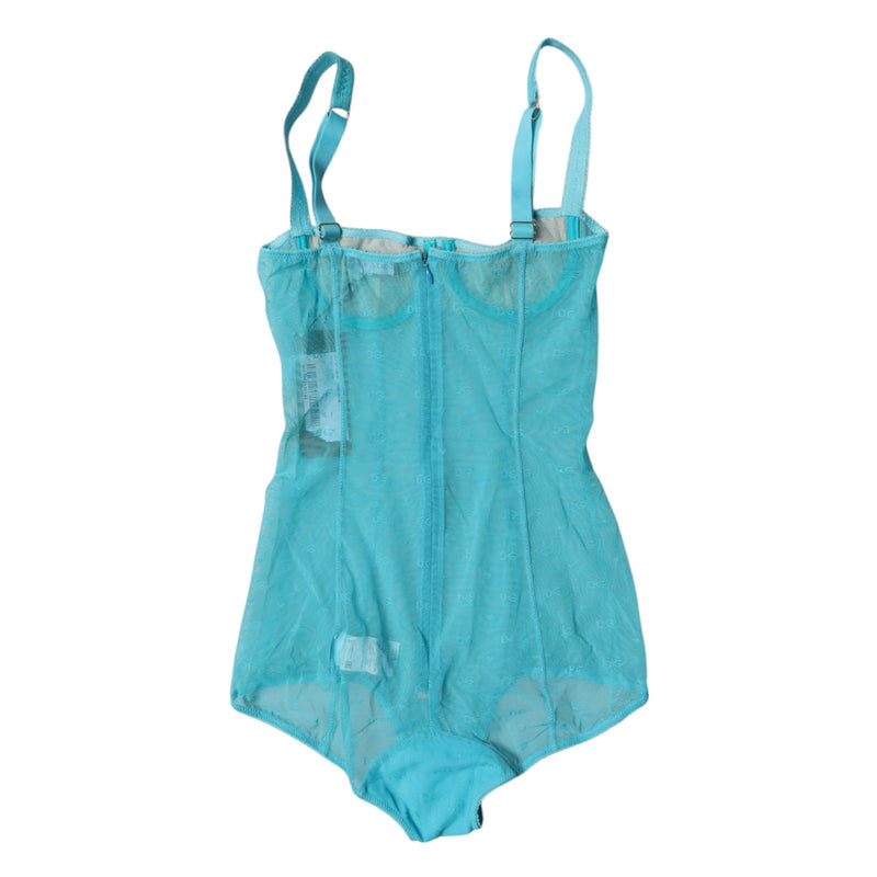 Blue Tulle Balconette Bra Bodysuit Underwear Dolce & Gabbana