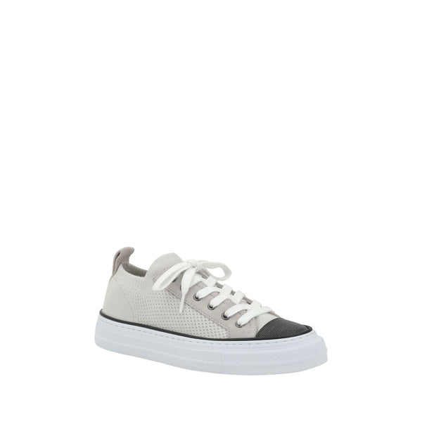 Mesh cotton and suede Sneakers Brunello Cucinelli