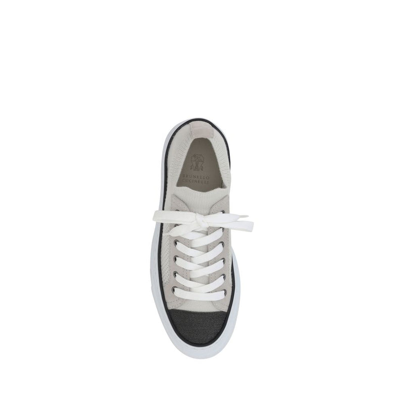 Mesh cotton and suede Sneakers Brunello Cucinelli