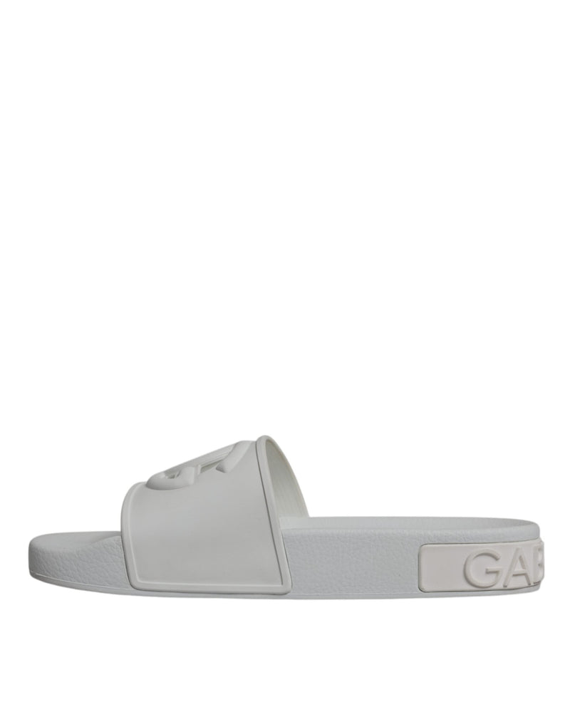 White Rubber Slides Sandals Beachwear Shoes Dolce & Gabbana
