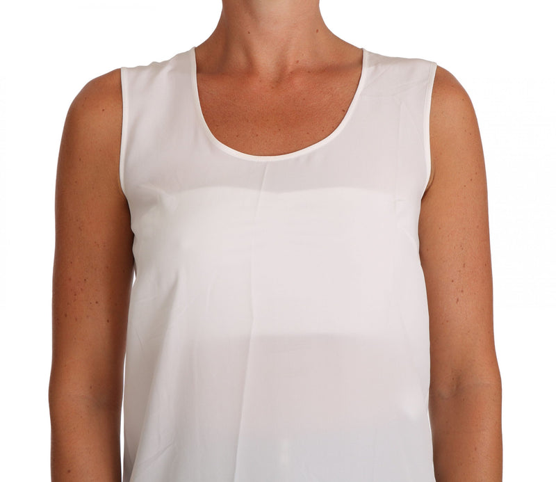 Elegant Sleeveless White Silk Blouse Top Dolce & Gabbana