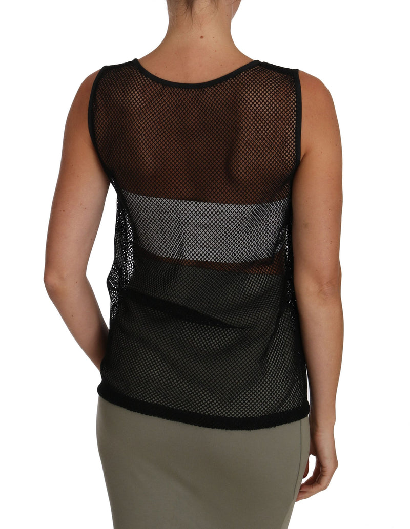 Elegant Black Mesh Sleeveless Blouse Top Dolce & Gabbana