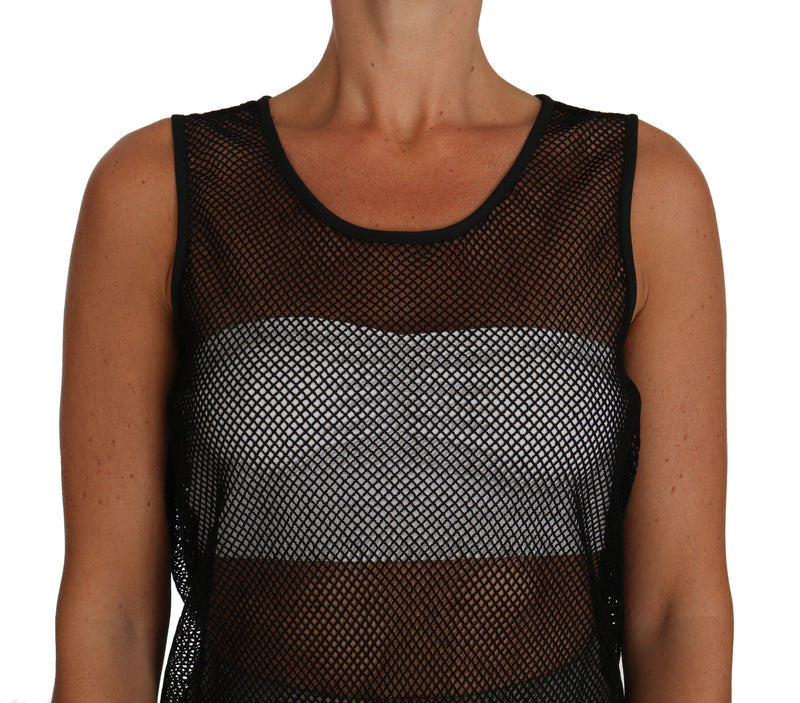 Elegant Black Mesh Sleeveless Blouse Top Dolce & Gabbana
