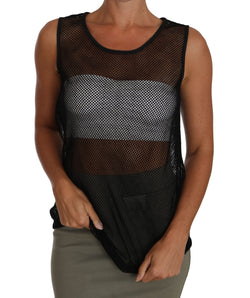 Elegant Black Mesh Sleeveless Blouse Top Dolce & Gabbana