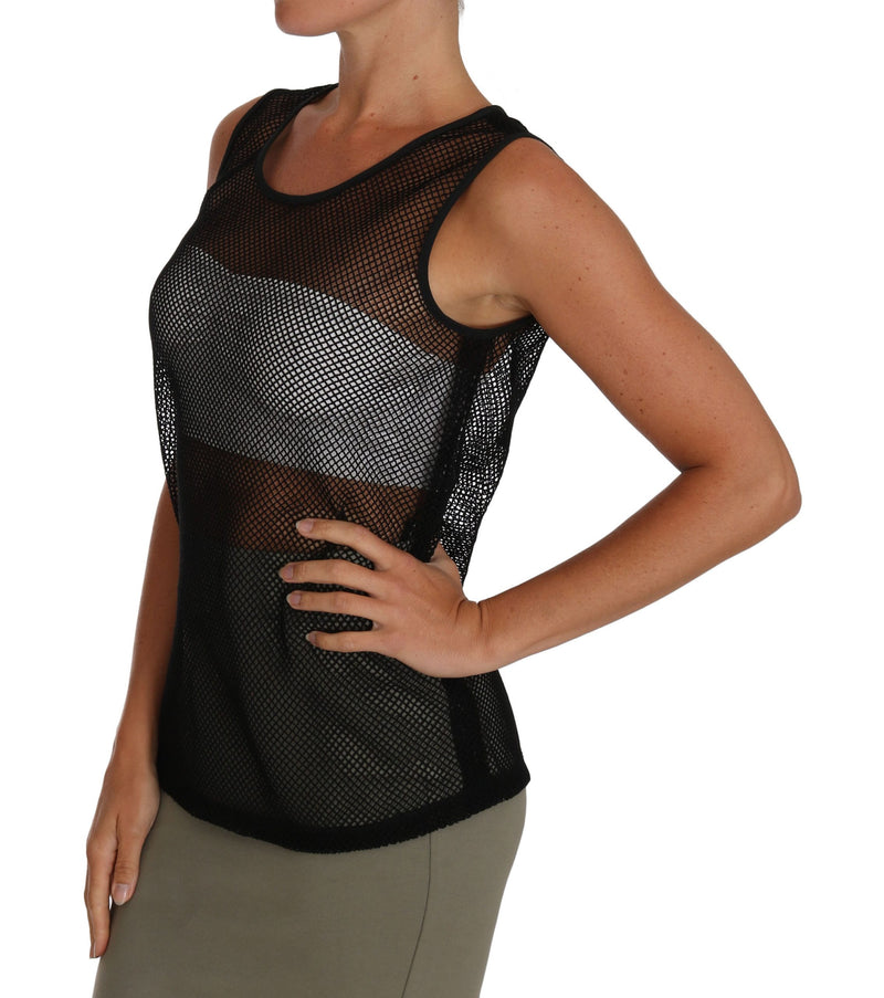 Elegant Black Mesh Sleeveless Blouse Top Dolce & Gabbana