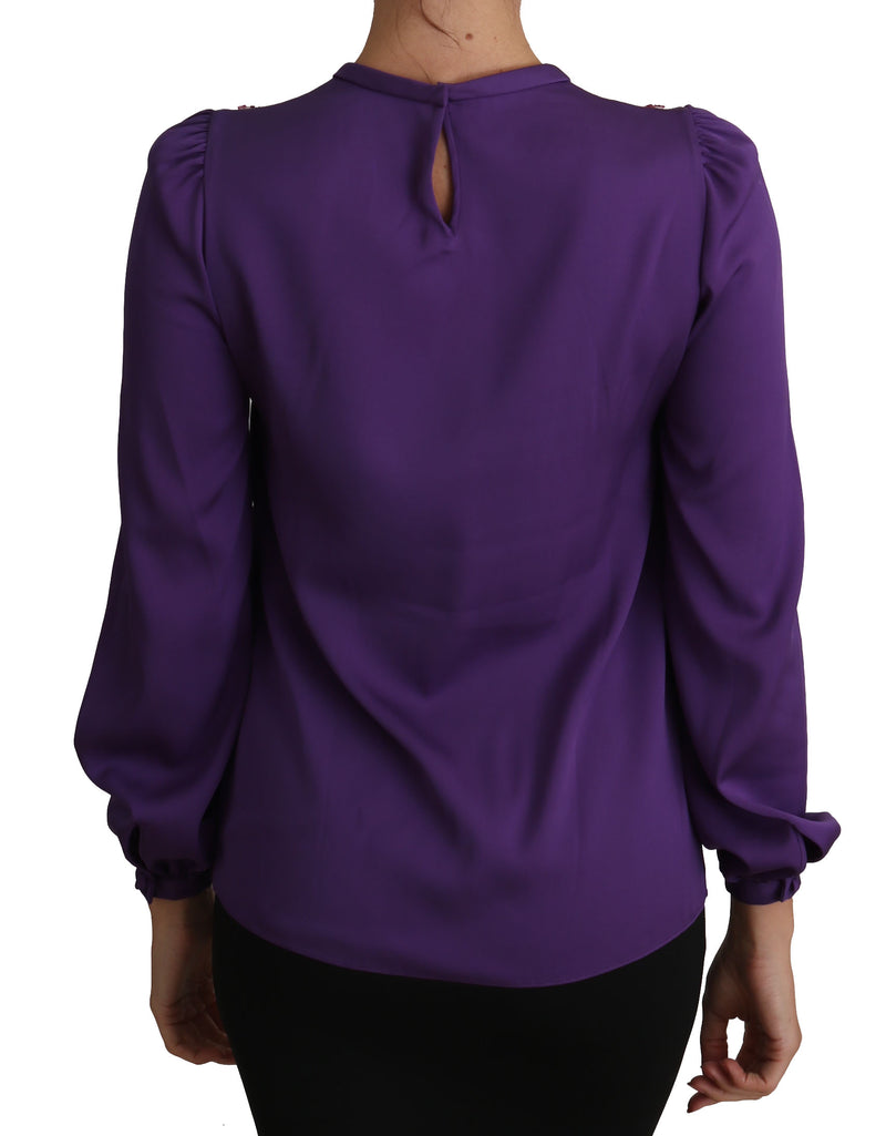 Enchanted Purple Silk Crystal Blouse Dolce & Gabbana