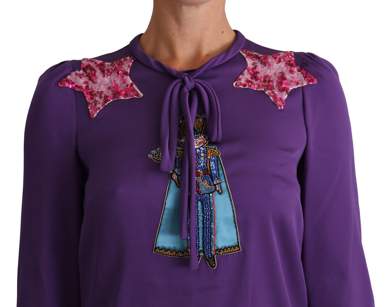 Enchanted Purple Silk Crystal Blouse Dolce & Gabbana