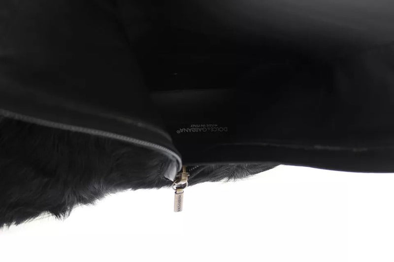 Black Xiangao Lamb Fur Leather Boots Shoes Dolce & Gabbana