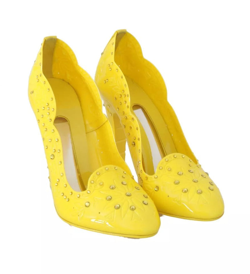 Yellow Crystal Heels CINDERELLA Shoes Dolce & Gabbana