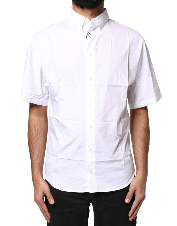 White Cotton Button Down Casual Men Polo Shirt Dolce & Gabbana
