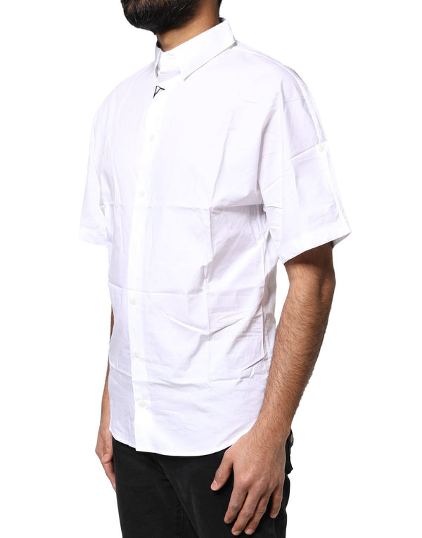 White Cotton Button Down Casual Men Polo Shirt Dolce & Gabbana