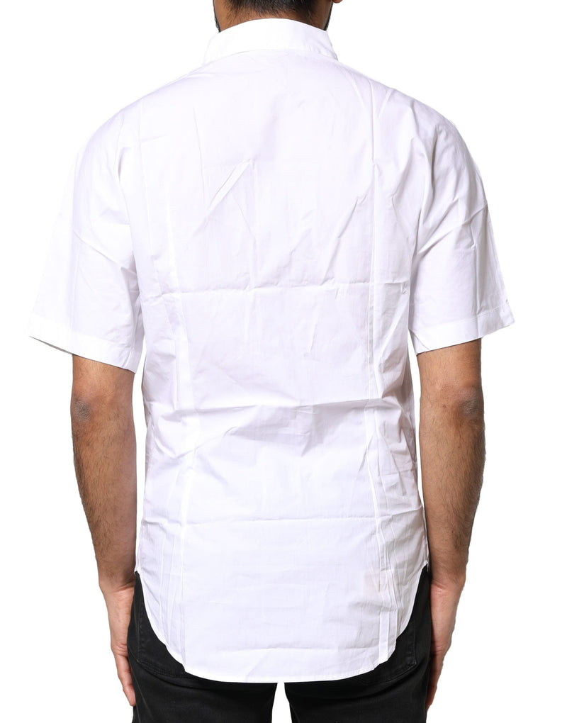 White Cotton Button Down Casual Men Polo Shirt Dolce & Gabbana