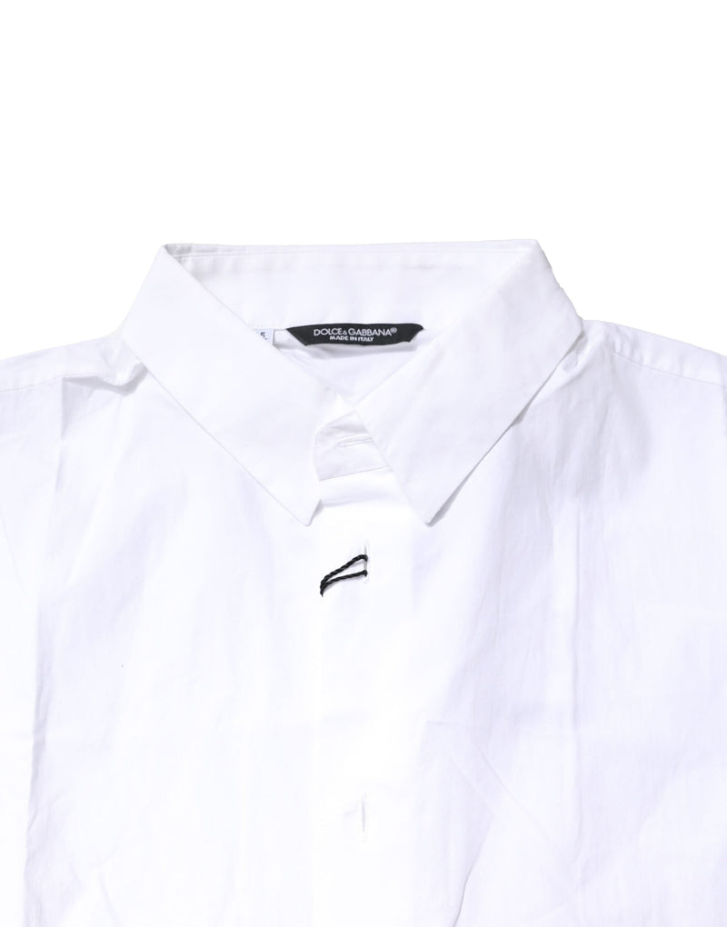 White Cotton Button Down Casual Men Polo Shirt Dolce & Gabbana