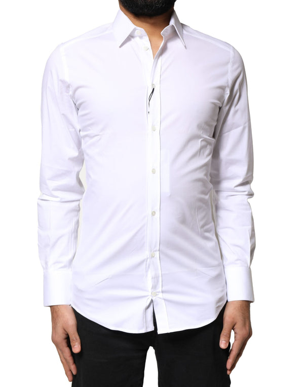 White GOLD Cotton Long Sleeves Dress Shirt Dolce & Gabbana