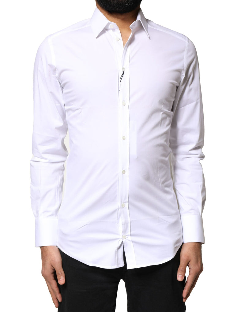 White GOLD Cotton Long Sleeves Dress Shirt Dolce & Gabbana