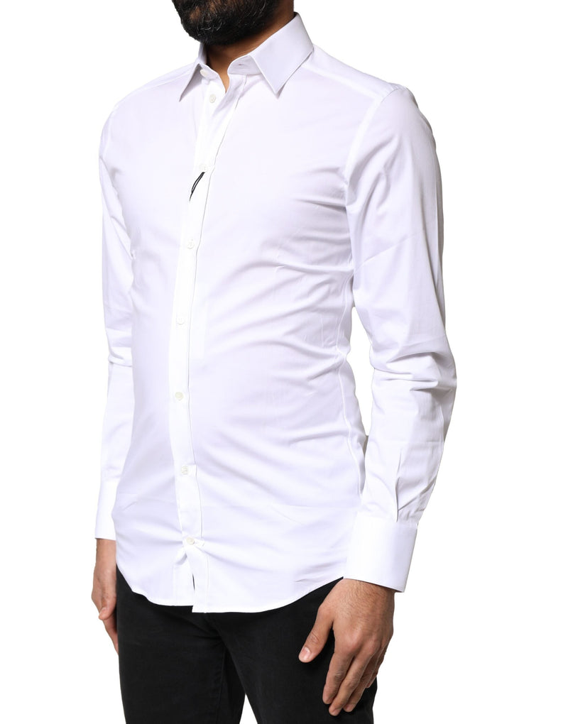 White GOLD Cotton Long Sleeves Dress Shirt Dolce & Gabbana